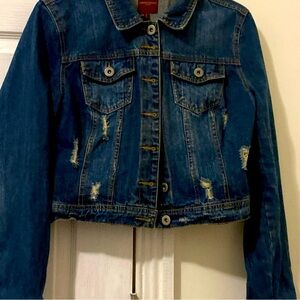 Highway Jean Jacket Large Sz  L Blue Crop Button Up